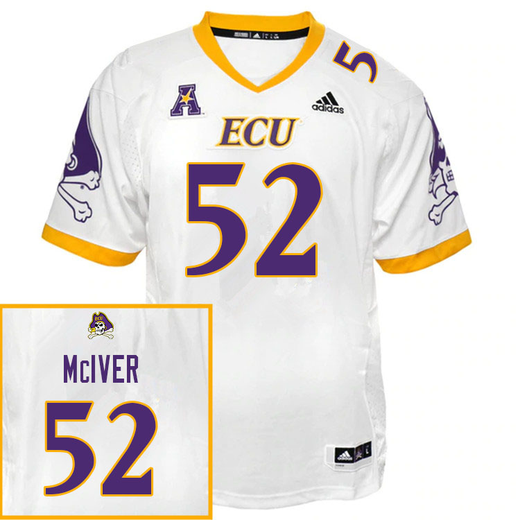 Men #52 Xavier McIver ECU Pirates College Football Jerseys Sale-White